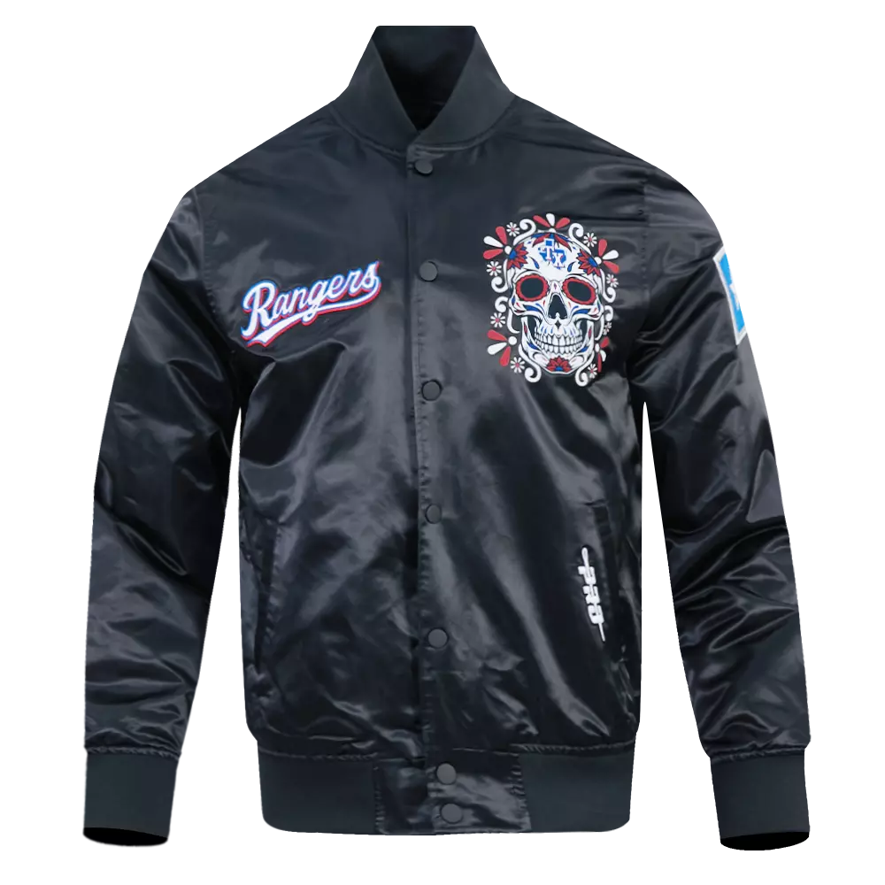 Pro Standard Texas Rangers Eternal Skull Drop Shadow Jacket-Black